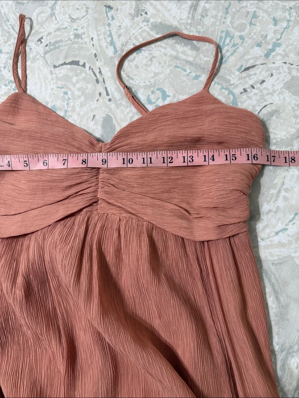 A&F | Salmon Ruched Crinkle Maxi Dress
